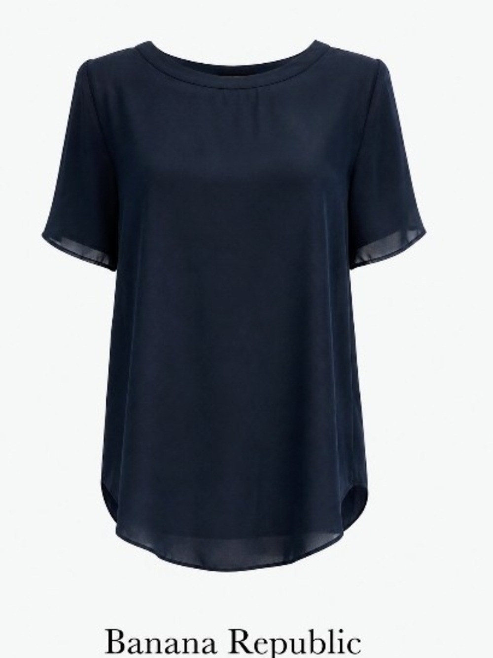 Banana Republic Navy Short-Sleeve Crewneck Blouse